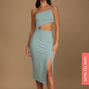 Lulus Flawless Attitude Sage Blue Midi Dress